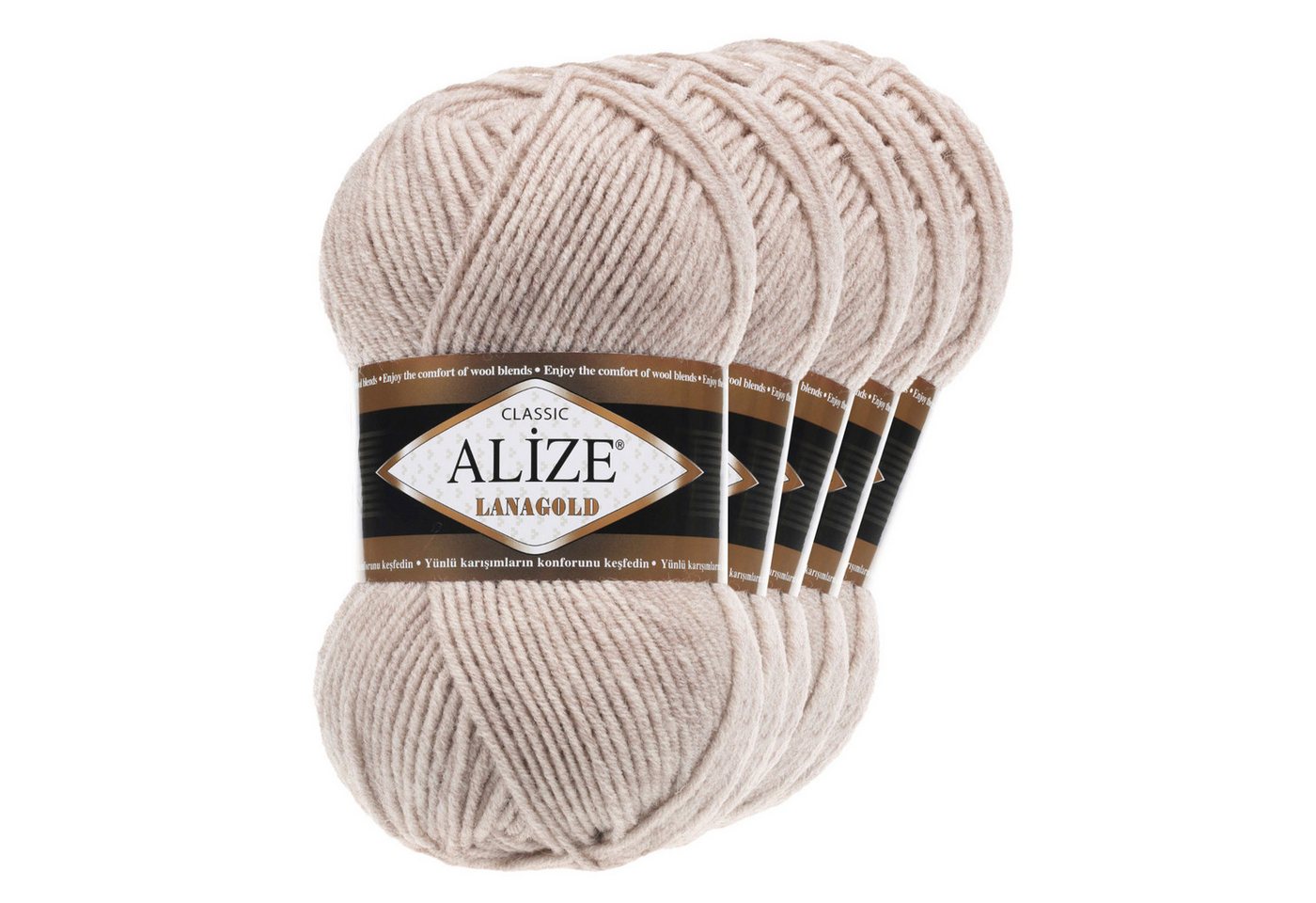 Alize 5 x 100 g ALIZE Lanagold 49% Wolle Strickgarn Winterwolle Schurwolle Häkelwolle, 240 m, hellbeige Bild 3