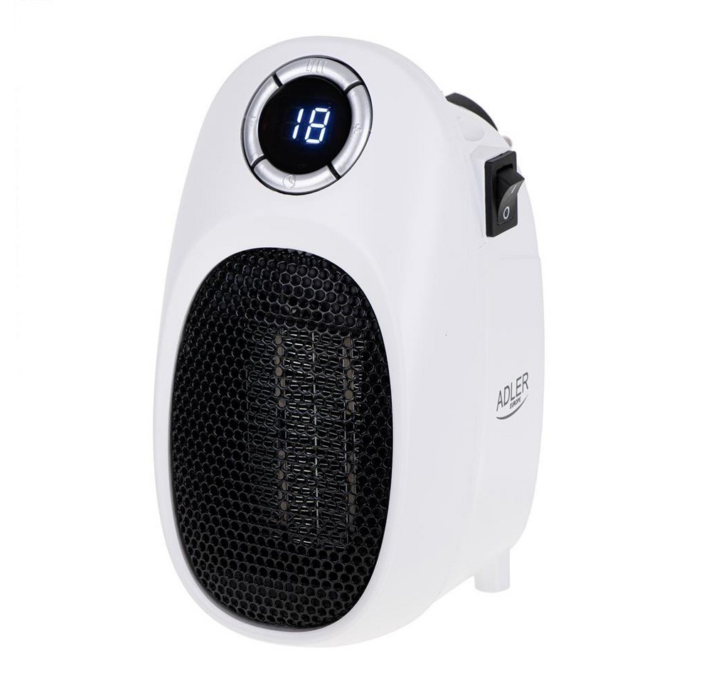 Adler Heizlüfter AD 7749 Steckdosenheizung Steckdosenheizlüfter, kleine Mini Elektro Heizung Display Timer weiß Camping Bild 4