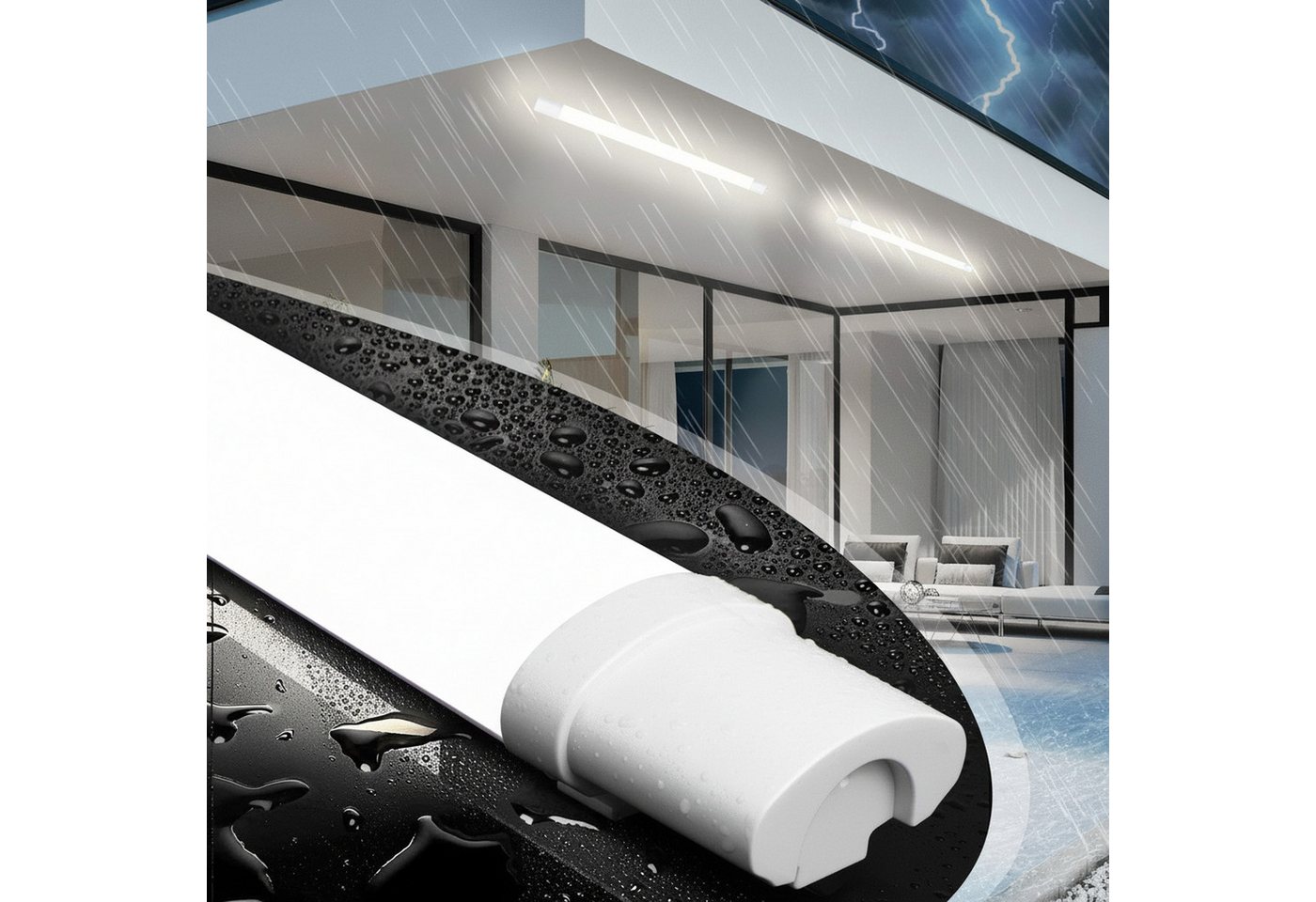 Nettlife Deckenleuchte LED Außenleuchte 90CM Led Röhre 24W Kellerlampe 5000K, LED fest integriert, Werkstattlampe Kellerlampe für Garage, Bad, Büro, Keller, Werkstatt Bild 4
