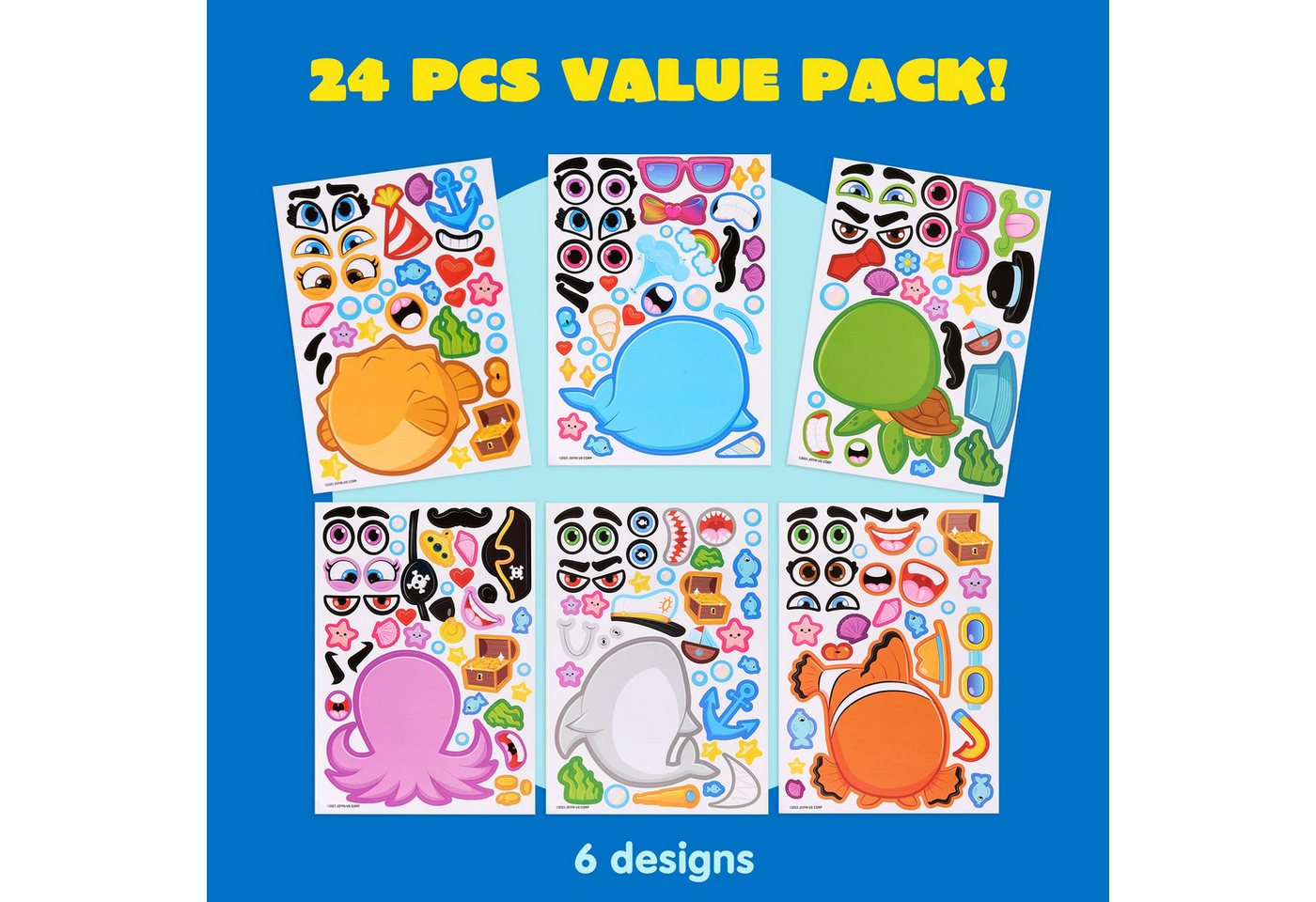 JOYIN Sticker JOYIN 24 PCS 15.2 * 22.8cm, Make-a-Gesicht Aufkleber Blätter Bild 2