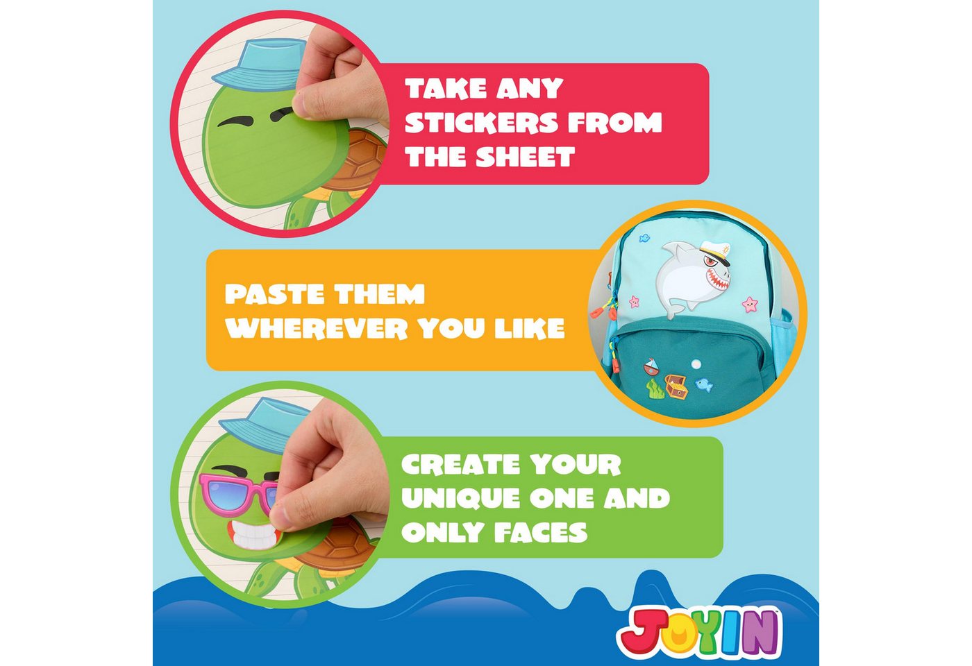 JOYIN Sticker JOYIN 24 PCS 15.2 * 22.8cm, Make-a-Gesicht Aufkleber Blätter Bild 3