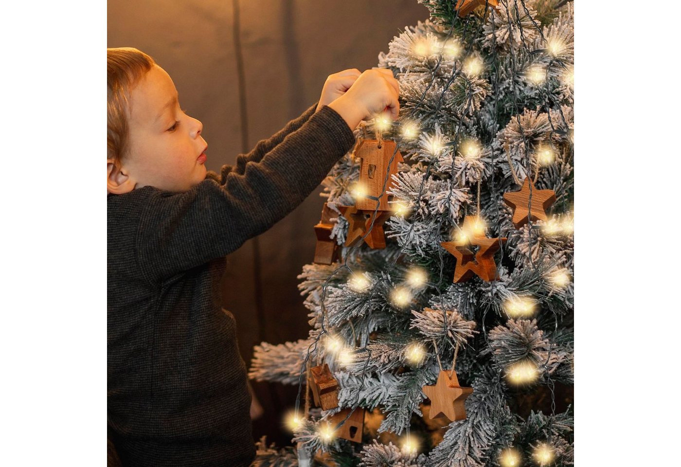 Salcar LED-Lichterkette LED Lichterkette Weihnachtsbaum mit Ring weihnachtsbaumbeleuchtung, Weihnachtsbeleuchtung für 60cm / 90cm / 120cm Tannenbaum Bild 4