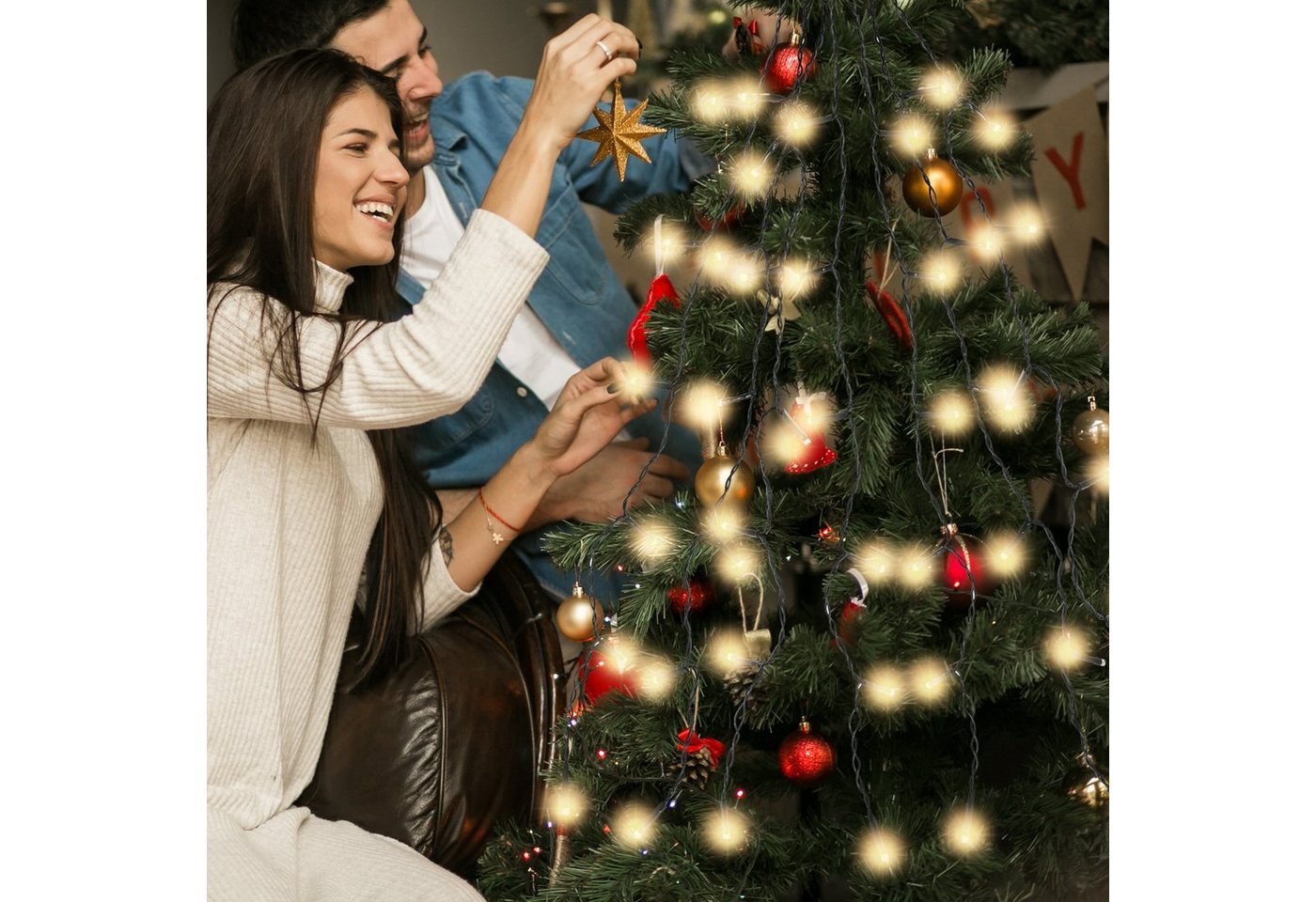 Salcar LED-Lichterkette LED Lichterkette Weihnachtsbaum mit Ring weihnachtsbaumbeleuchtung, Weihnachtsbeleuchtung für 60cm / 90cm / 120cm Tannenbaum Bild 5