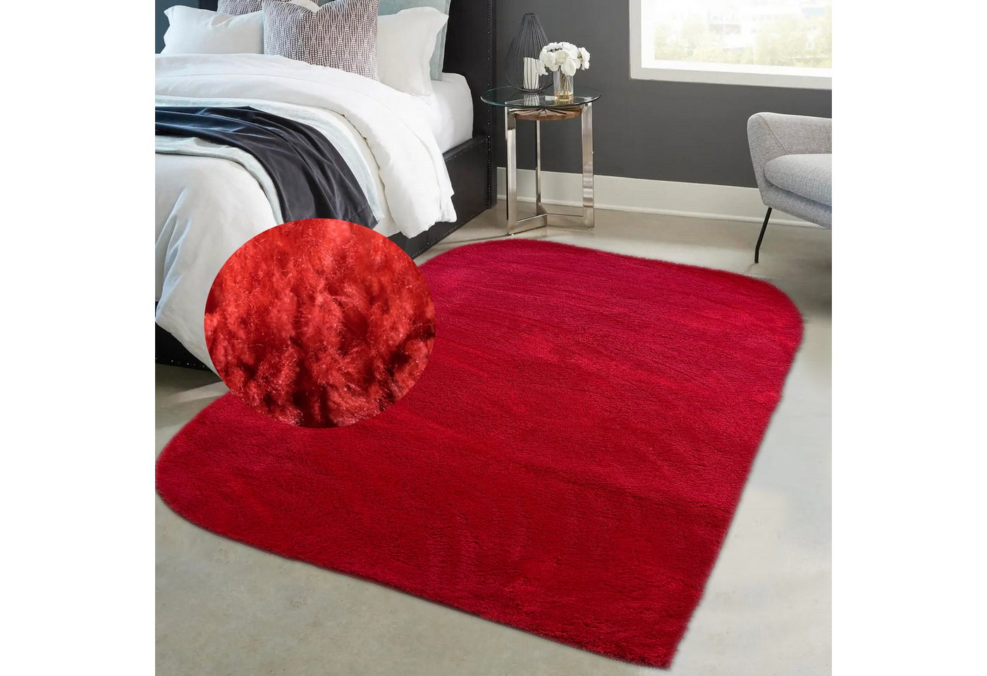 TeppichHome24 Teppich Waschbarer weicher Designer Teppich in rot, rechteckig, Höhe: 16 mm