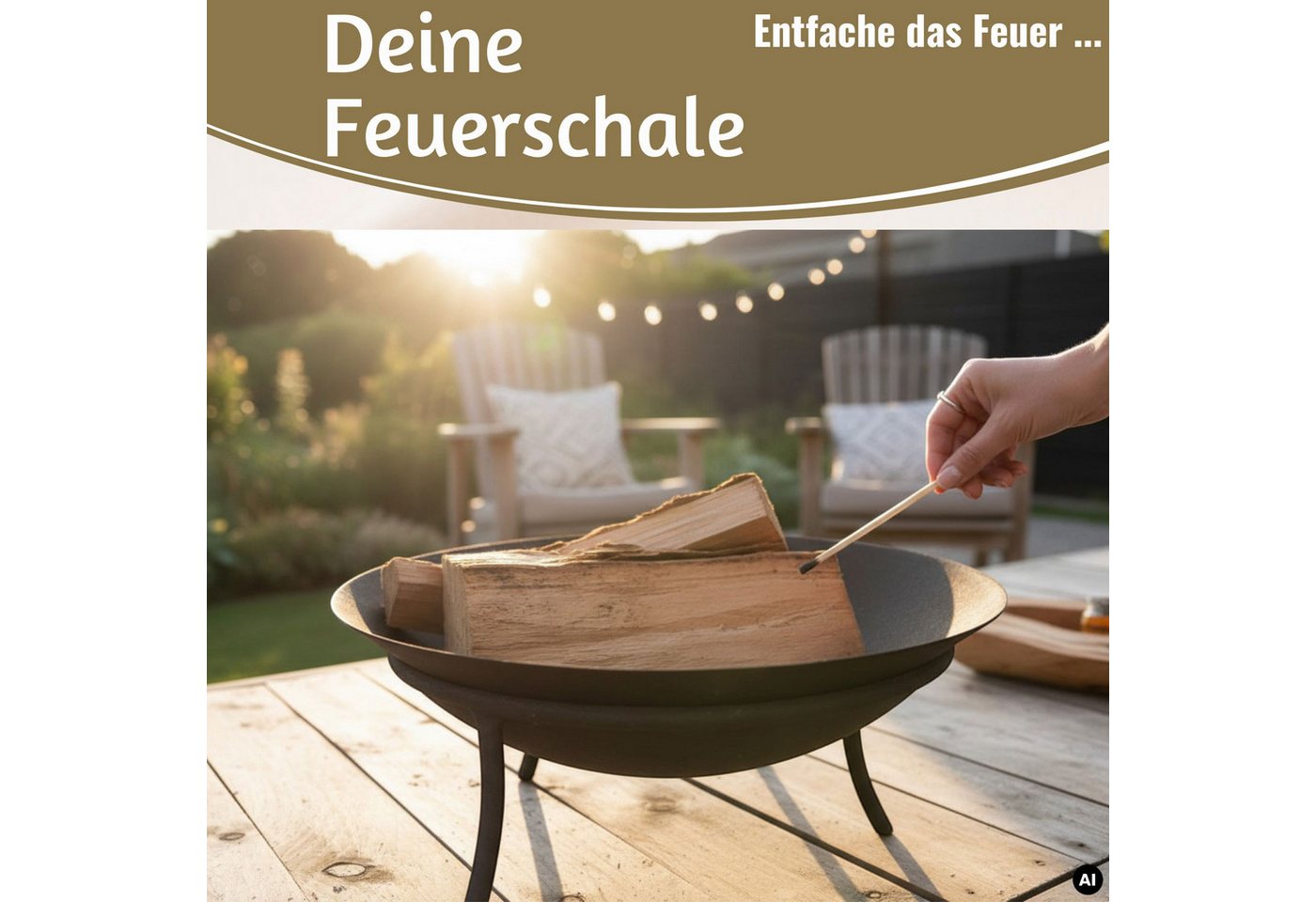 LS-LebenStil Feuerschale XL Eisen Schwarz 47cm Feuerkorb Terrassenfeuer Feuerstelle Gartenkamin, (für Stockbrot am Lagerfeuer, für Draußen Outdoor, Gartenfeuer, 1-St), oder auch als Pflanzschale für Garten und Terrasse