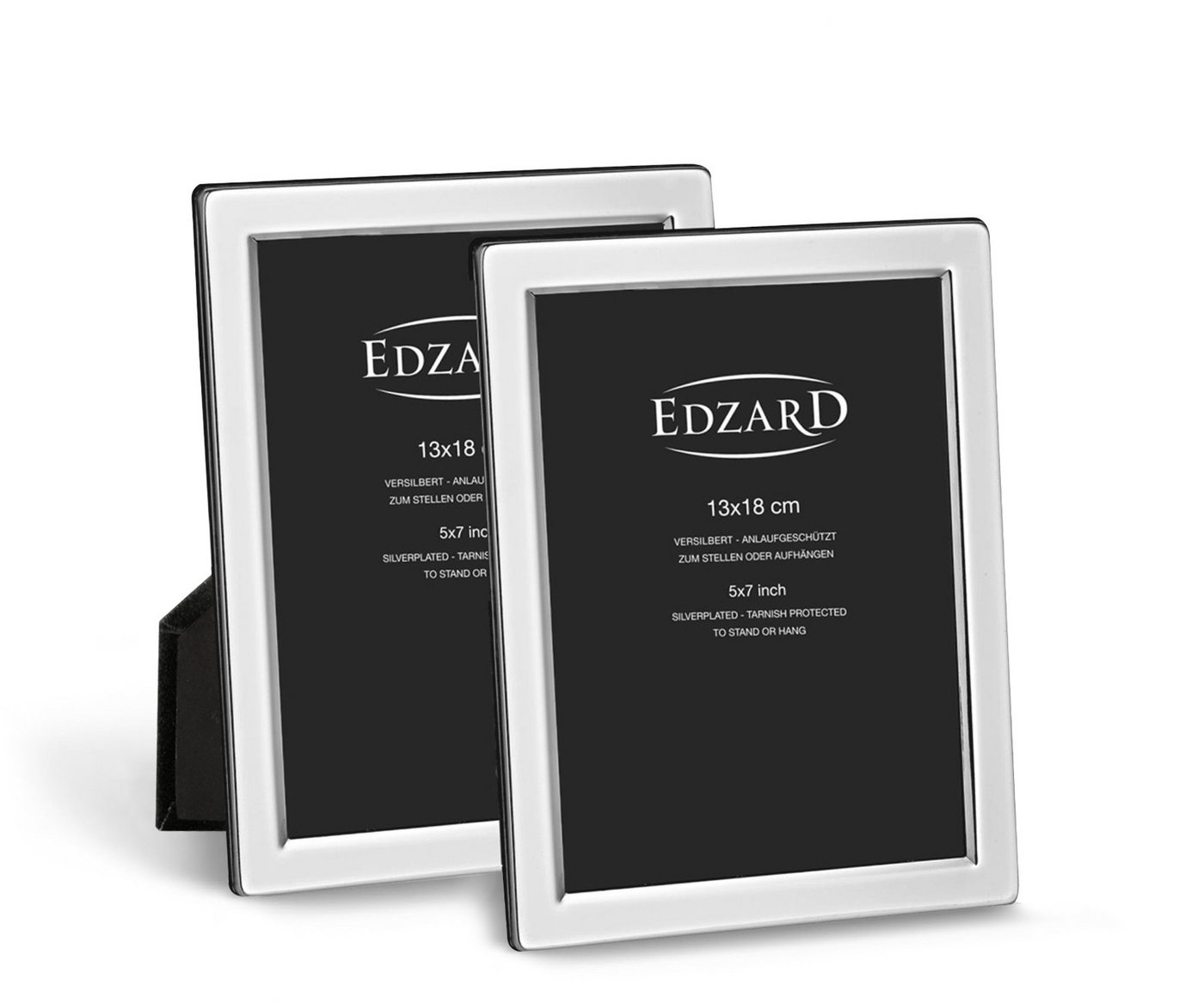 EDZARD Bilderrahmen Salerno 2er Set (Foto 13x18 cm) versilbert und anlaufgeschützt, schwarzer Samtrücken Bild 5