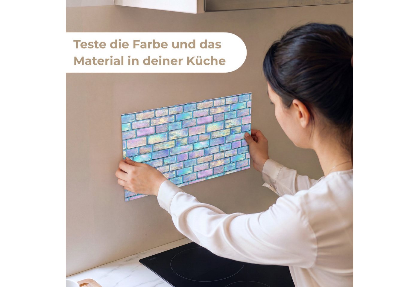 KitchenYeah Küchenrückwand Muster selbstklebend (keine Folie) Regenbogen - Glanz - Stein, (1-tlg), Spritzschutz, Küche, Rückwand, Küchenwand, Küchenfront, 30x20 cm