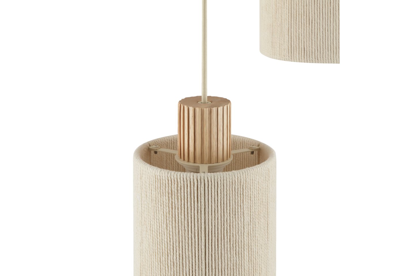 Lightbox Pendelleuchte, ohne Leuchtmittel, Pendelleuchte, Höhe 150cm, Ø 40cm, 3 x E27 Fassung, Textil/Holz, beige Bild 2