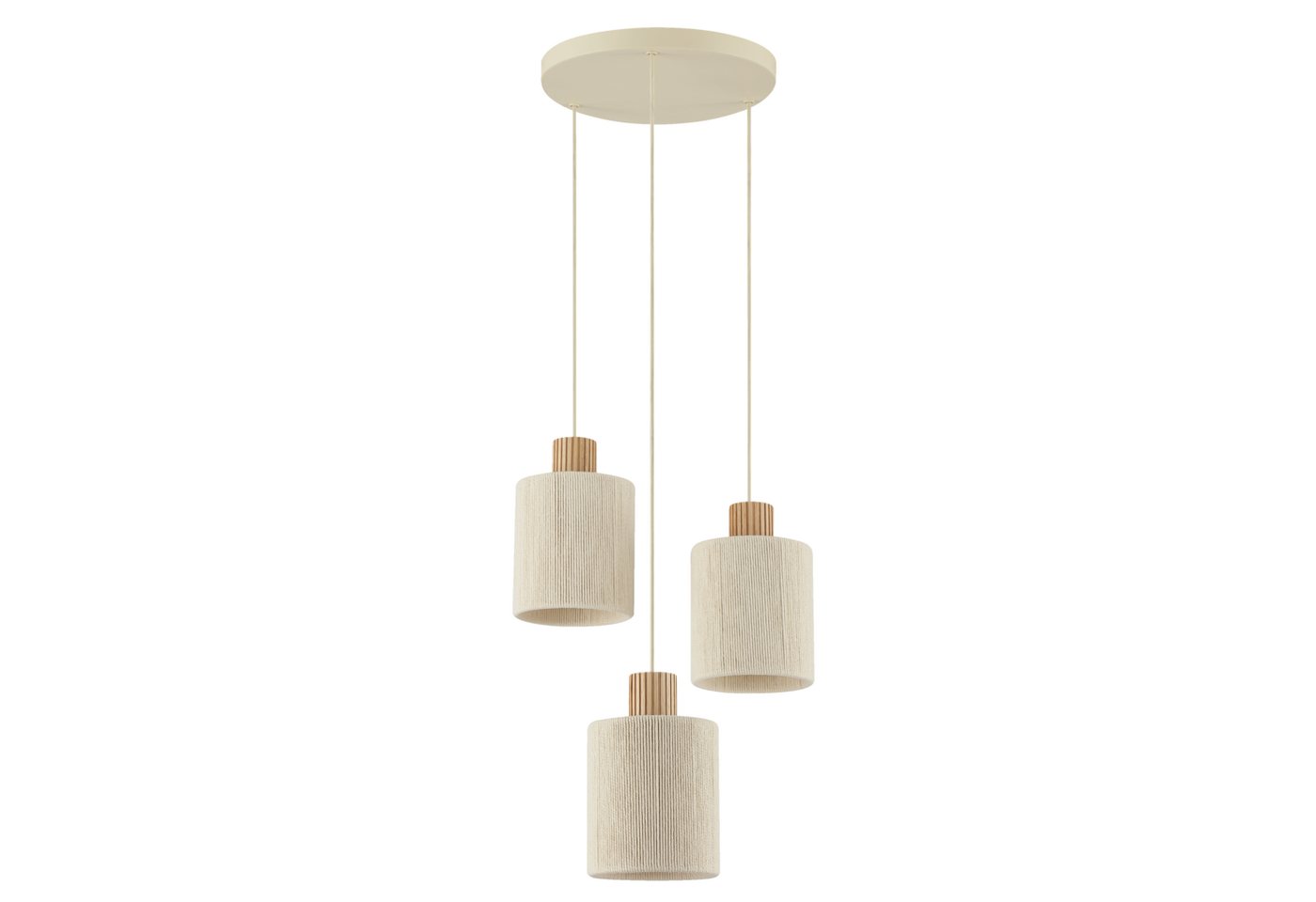 Lightbox Pendelleuchte, ohne Leuchtmittel, Pendelleuchte, Höhe 150cm, Ø 40cm, 3 x E27 Fassung, Textil/Holz, beige Bild 5