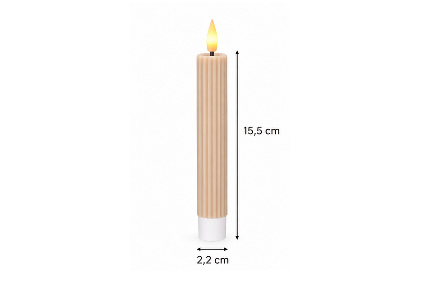 dasmöbelwerk LED-Kerze LED-Stabkerzen 2er Set Ø2,2x15,5 cm Dinnerkerze Riffel Timer Beige, Leuchtmittel nicht enthalten Bild 3
