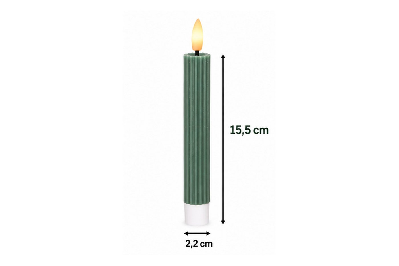 dasmöbelwerk LED-Kerze LED-Stabkerzen 2er Set Ø2,2x15,5cm Dinnerkerze Riffel Timer Dunkelgrün, Leuchtmittel nicht enthalten Bild 2