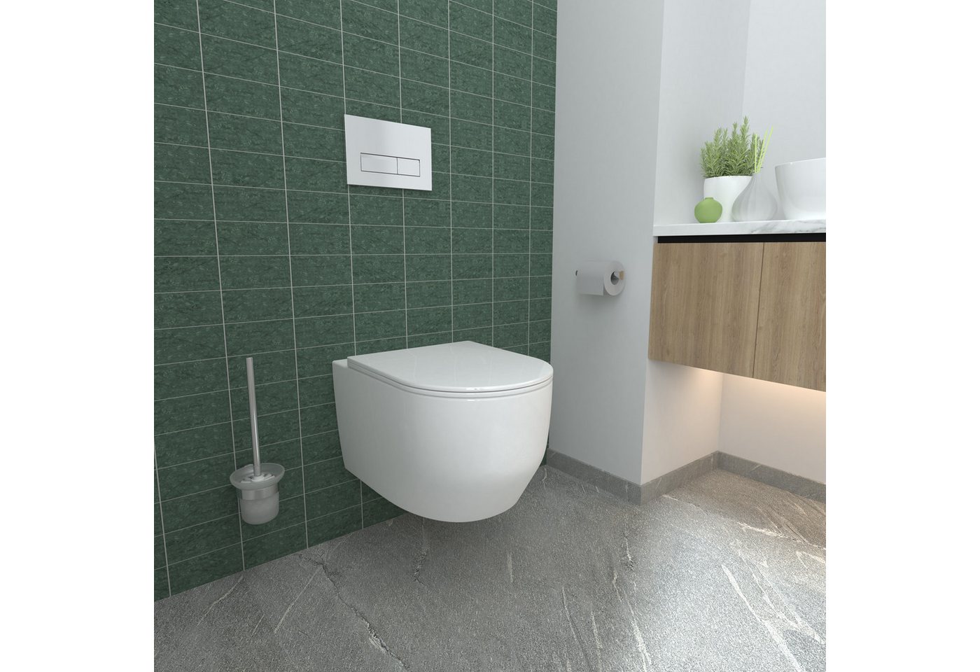 duschspa Tiefspül-WC hänge wc spülrandlos Kloschüssel wand wc Soft Close Toilette Weiß Bild 5