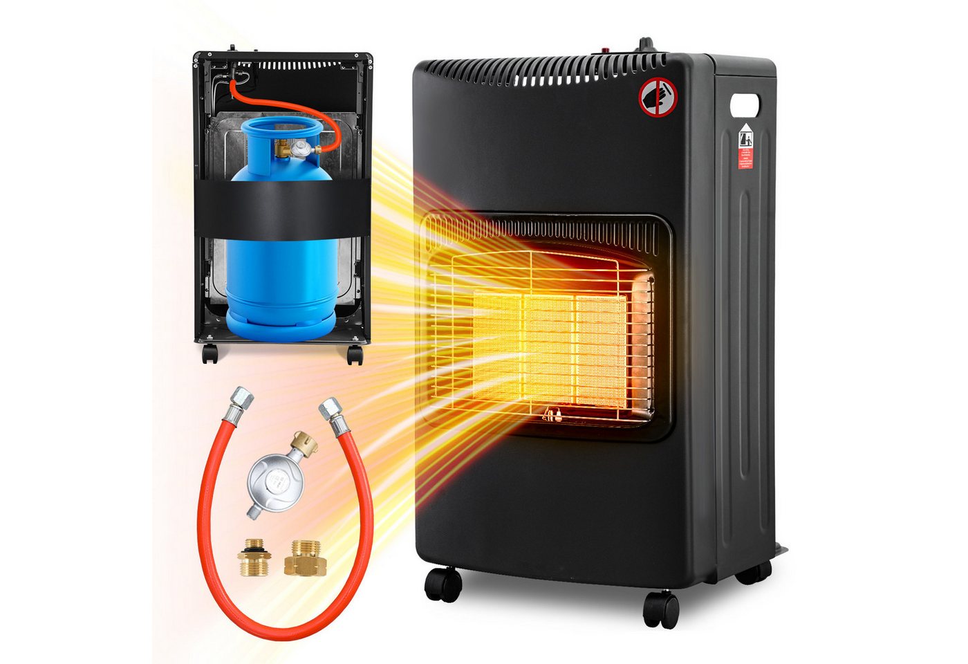 Clanmacy Heizgerät Keramik-Gasheizofen, 4200W mobil, inkl. Euro-Adapter, Gasdruckregler, 4200 W Bild 5