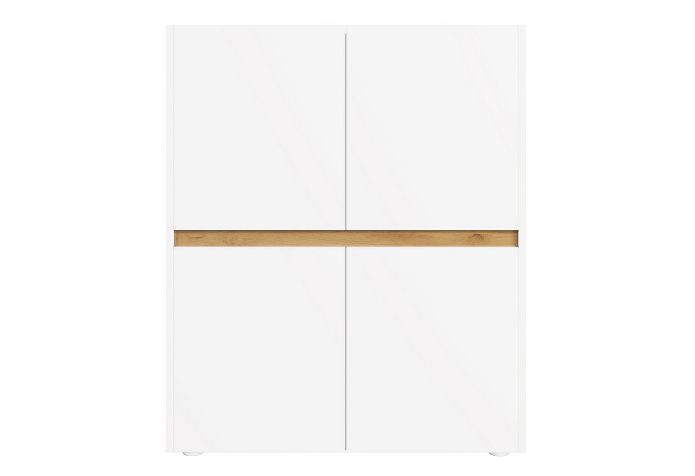 Flieks Aktenschrank Highboard mit Arbeitsplatte in Holzoptik Natur, 4 Türen, 8 Fächern (90x40x110 cm, 1-St) Mehrzweckschrank Bücherregal mit verstellbare Einlegeböden Weiß