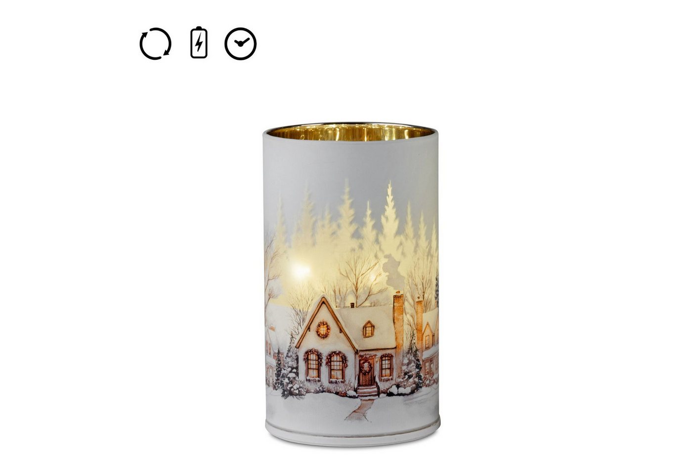 formano LED Dekolicht Winterdorf, LED, Drehend, mit Timer, Weiß, Häuser, H: 15cm