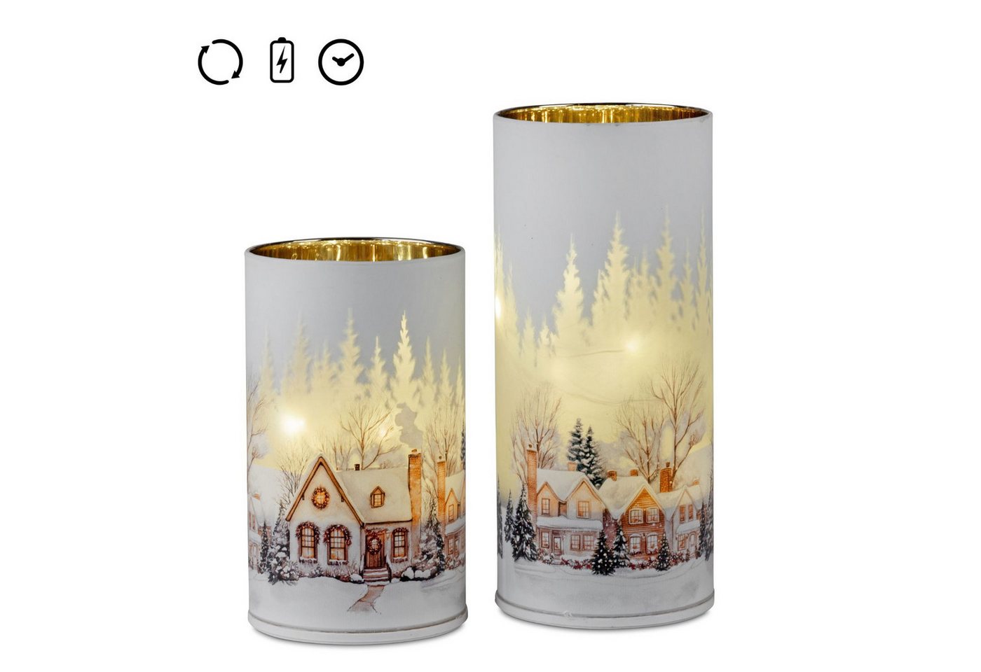 formano LED Dekolicht Winterdorf, LED, Drehend, mit Timer, Weiß, Häuser, H: 15cm Bild 2