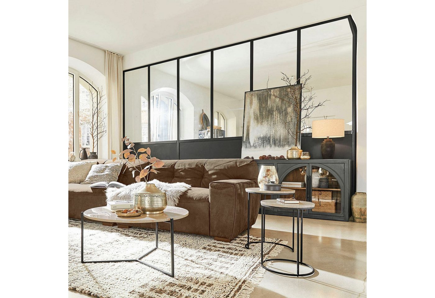 Mirabeau Tischleuchte Tischlampe Daphielle schwarz/beige Bild 2