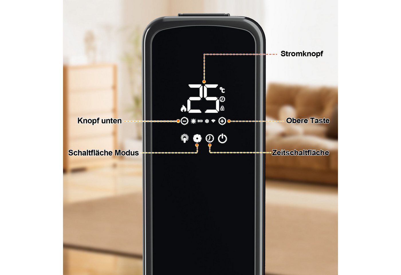Clanmacy Ölradiator 2500W 11 Rippen mit LCD-Display WiFi Mobil Öl Radiator Heizung Schwarz, 2500 W Bild 5