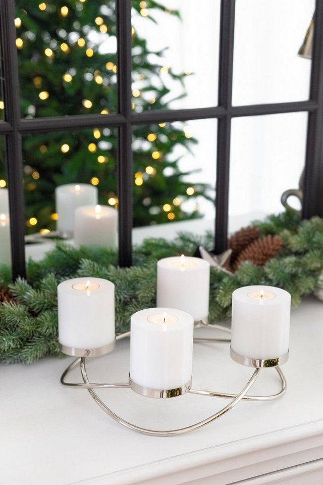 EDZARD Adventskranz Alva Ø 33 cm Edelstahl, Kerzenhalter für Stumpenkerzen, Adventsleuchter Bild 2