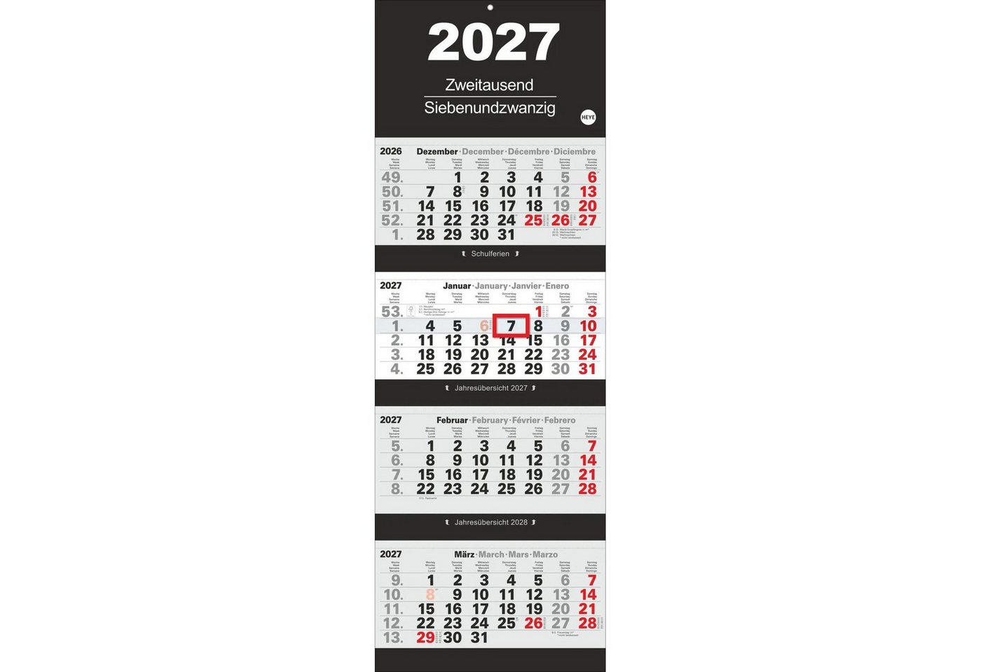 HEYE Wandkalender 4-Monatsplaner 2027 Bild 2