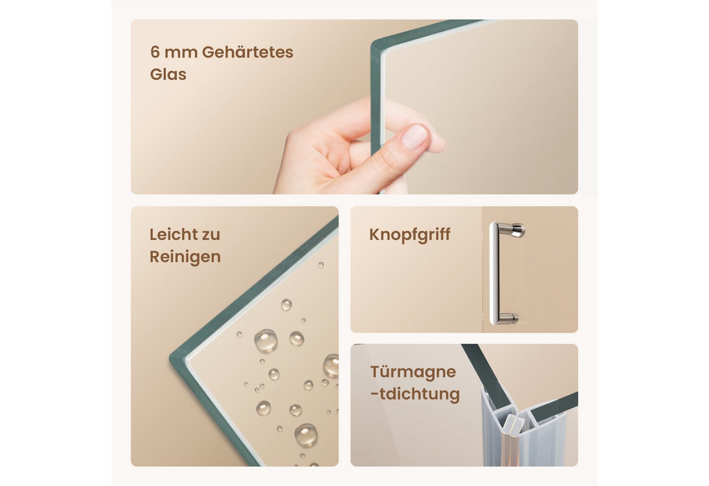 Heilmetz Eckdusche Duschkabine Eckeinstieg mit zwei Pendeltüren, BxT: 80x80 cm