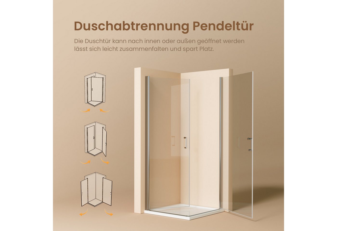 Heilmetz Eckdusche Duschkabine Eckeinstieg mit zwei Pendeltüren, BxT: 80x80 cm Bild 2