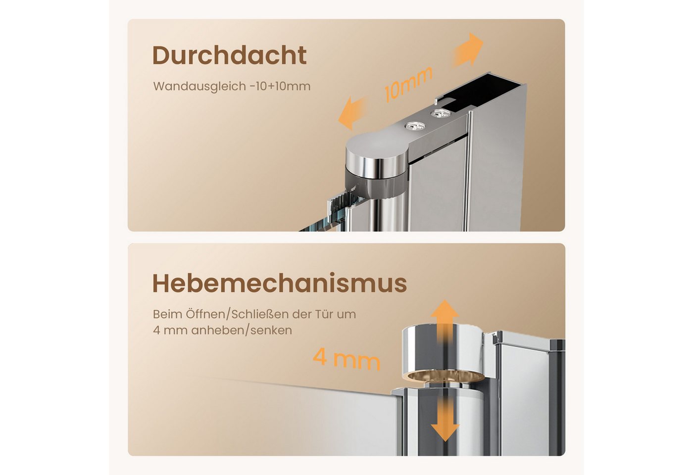 Heilmetz Eckdusche Duschkabine Eckeinstieg mit zwei Pendeltüren, BxT: 80x80 cm Bild 4
