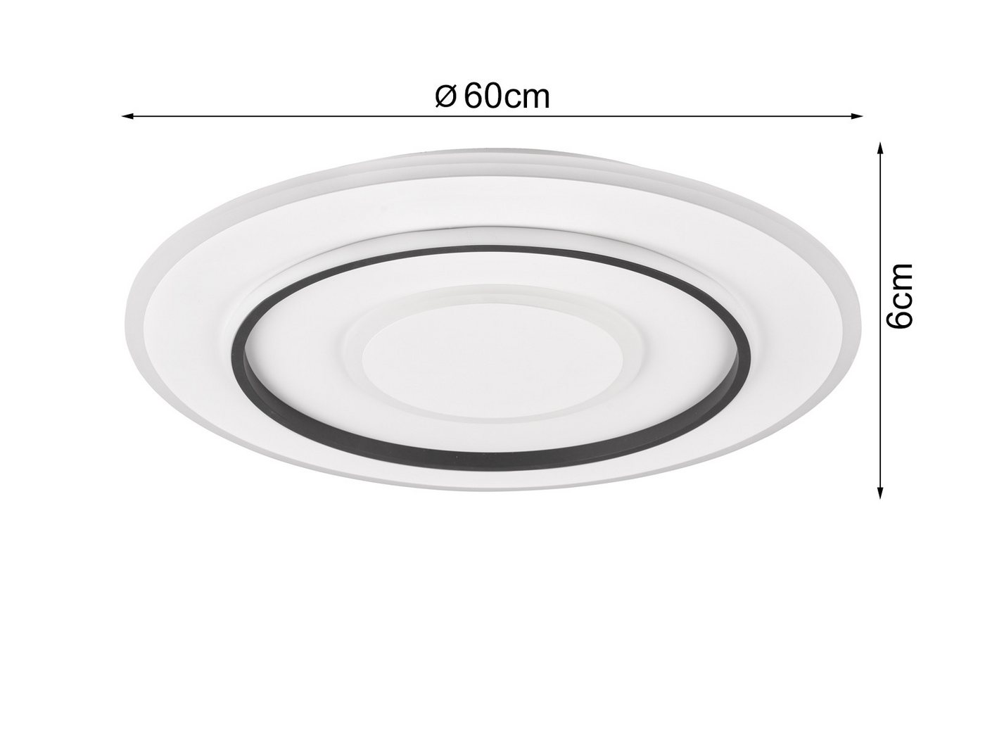 Reality Leuchten LED Deckenleuchte hell & flach mit Fernbedienung, Ø 60cm, dimmbar, LED fest integriert, Neutralweiß, Warmweiß, Tageslichtweiß, groß-e Tageslicht-lampe Decke rund für Küchenbeleuchtung & Büro Bild 2