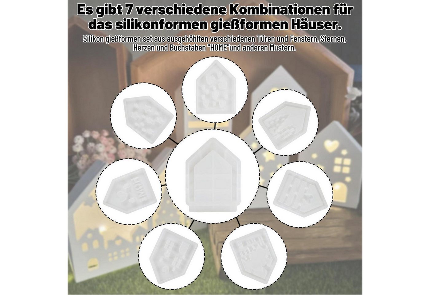 LuxusKollektion Silikonform Silikonformen Gießformen Häuser 8er Set, (8-tlg) Bild 2