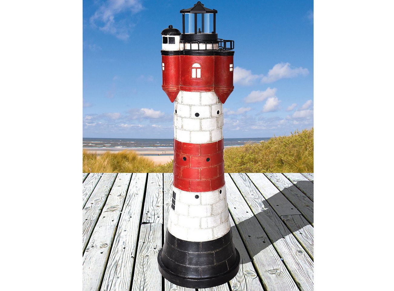 Jürgen Westerholt GmbH Gartenleuchte Solar-Deko-Leuchtturm (80 cm): Maritime Gartenleuchte & wetterfest, Ideal als nächtliches Orientierungslicht