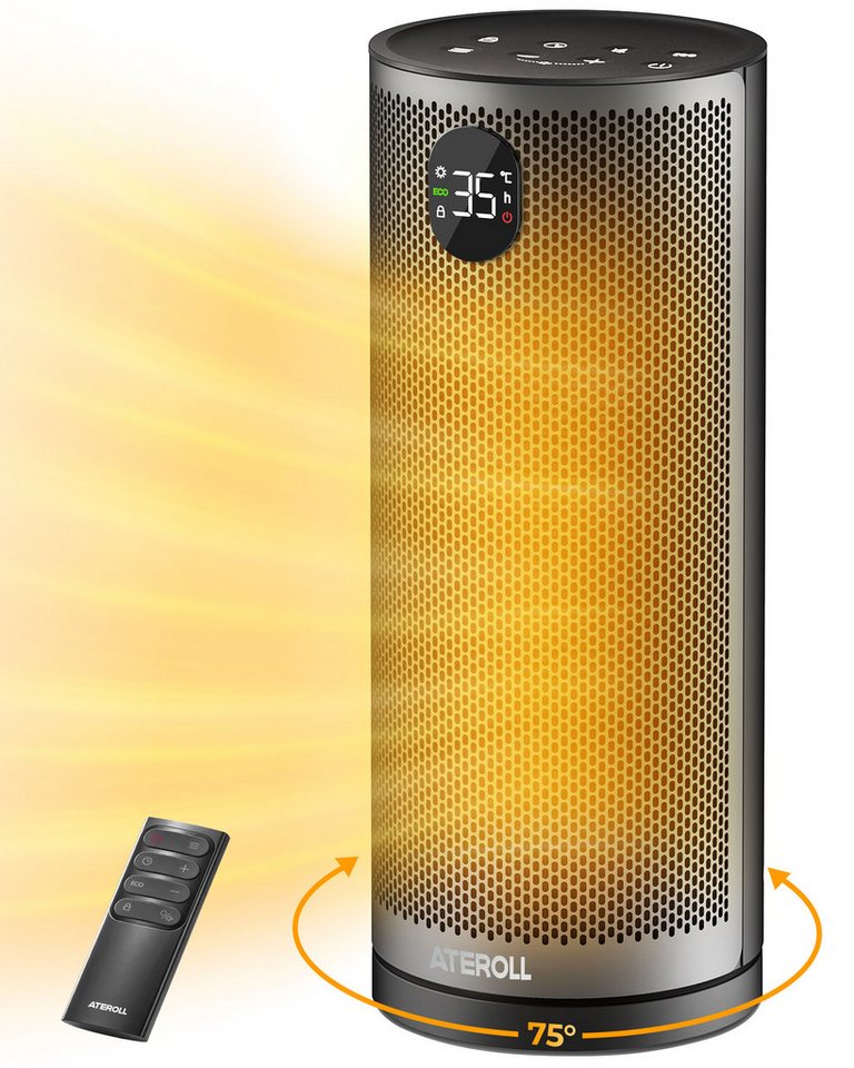 ATEROLL Keramikheizlüfter energiesparendes Heizgerät, leise, 4 Modi, Fernbedienung & Timer, 2000W PTC Heizlüfter für Schlafzimmer, 75° Oszillation, GS-Zertifikat Bild 4