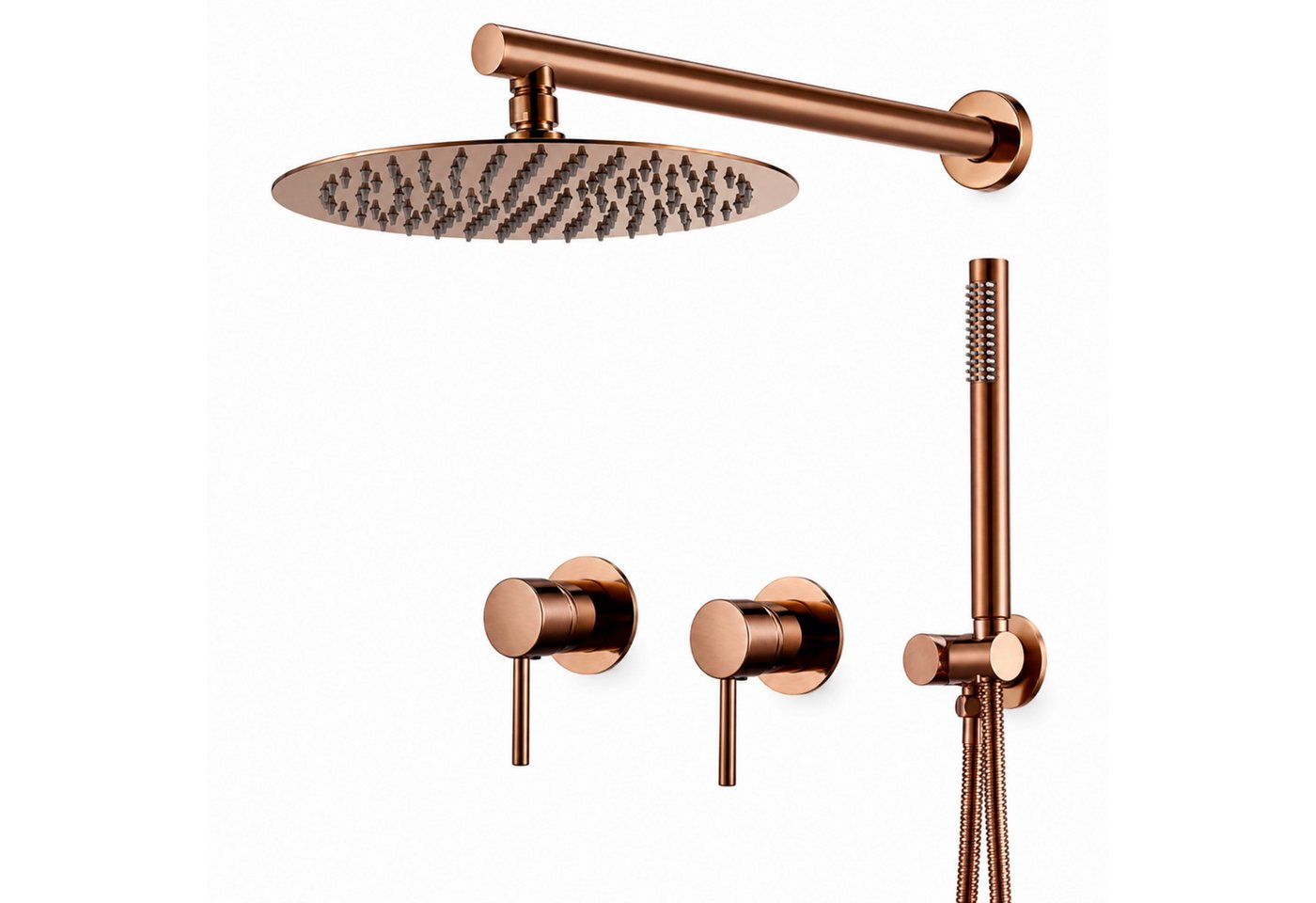 LuxaSteel Unterputzarmatur Unterputz-Duschsystem Regendusche 20/25/30 cm mit Handbrause Duschset (Komplett-Set, Komplettes Unterputz-Duschsystem mit wählbarem Regenduschkopf) 360° ausrichtbar, luftangereichertes Strahlbild, Keramikkartusche Bild 5