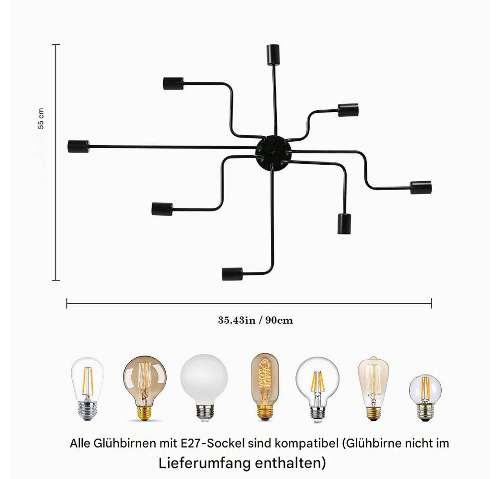 Riserva LED Deckenleuchte E27 Retro Lampe,Wohnzimmer Deckenlampe,für Flure,Dachböden