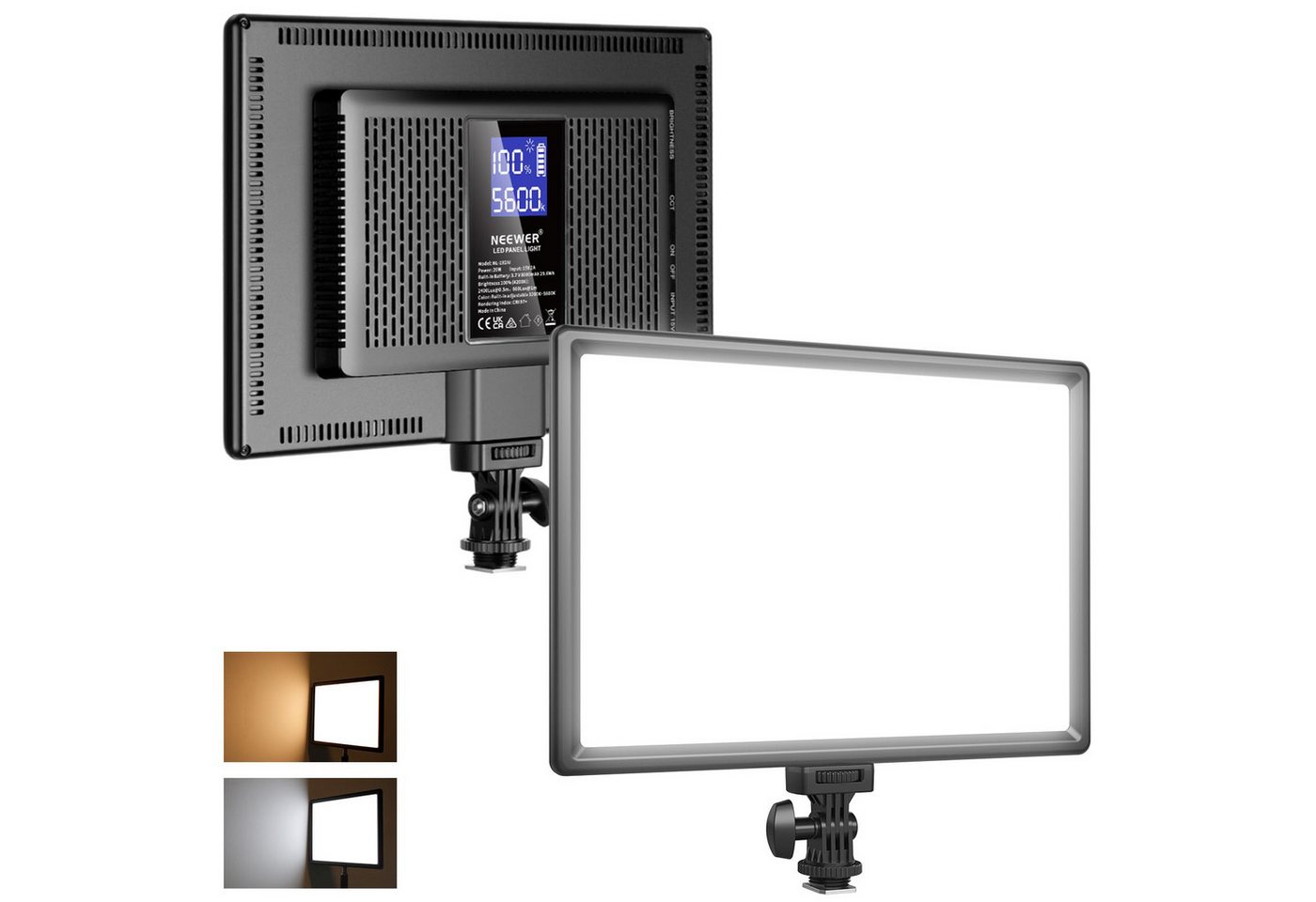 Neewer Videoleuchte NL-192AI 192 LED Panel Videolicht 20W, CRI97+, 3200-5600K, 8000mAh, Bi Farbe Dimmbar DSLR Kamera Soft Light für Studiofotografie Streaming Bild 2