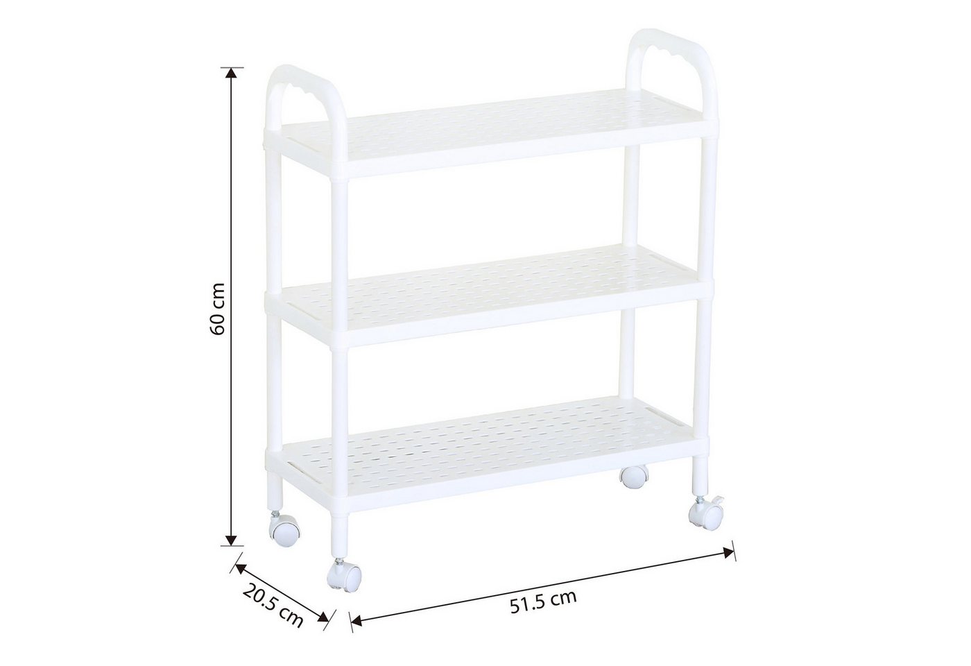 HTI-Living Schuhregal Rollregal mit 3 Ablagen Weiß 51,5 x 60 x 20,5 cm, 1 Stück 1-tlg., platzsparend, vielseitig Bild 2