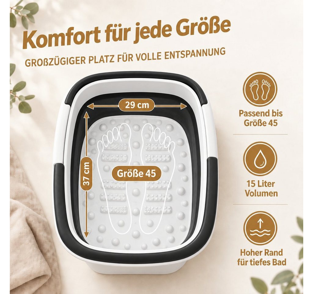 Kibun Fußbad Faltbare Fußbadewanne, Einzelartikel, 1-tlg., Waschwanne, Spülwanne für Zuhause & Camping, Faltbar, mit Massage-Noppen und integriertem Tragegriff Bild 4