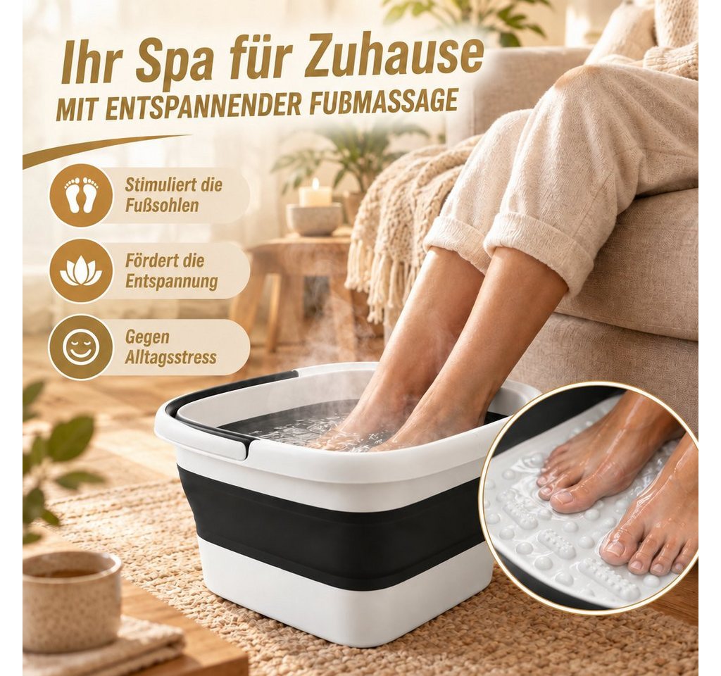 Kibun Fußbad Faltbare Fußbadewanne, Einzelartikel, 1-tlg., Waschwanne, Spülwanne für Zuhause & Camping, Faltbar, mit Massage-Noppen und integriertem Tragegriff Bild 5