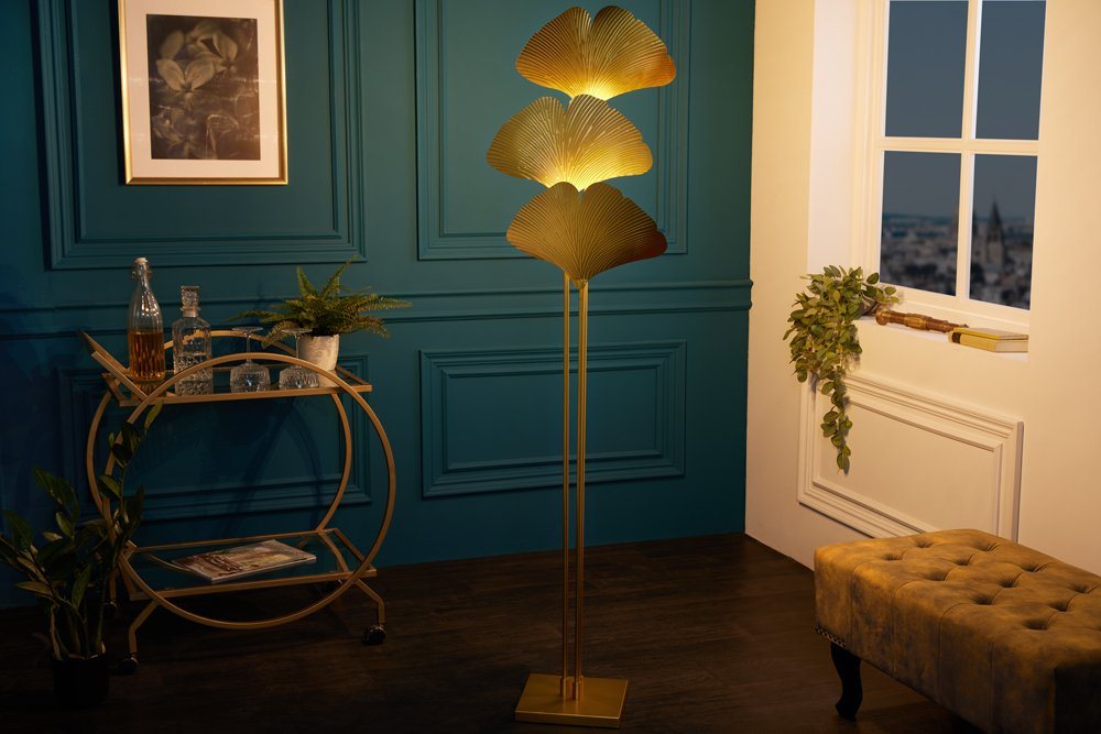 riess-ambiente Stehlampe GINKGO 160cm gold, Ein-/Ausschalter, ohne Leuchtmittel, Wohnzimmer · Metall · Urban Jungle · Schlafzimmer