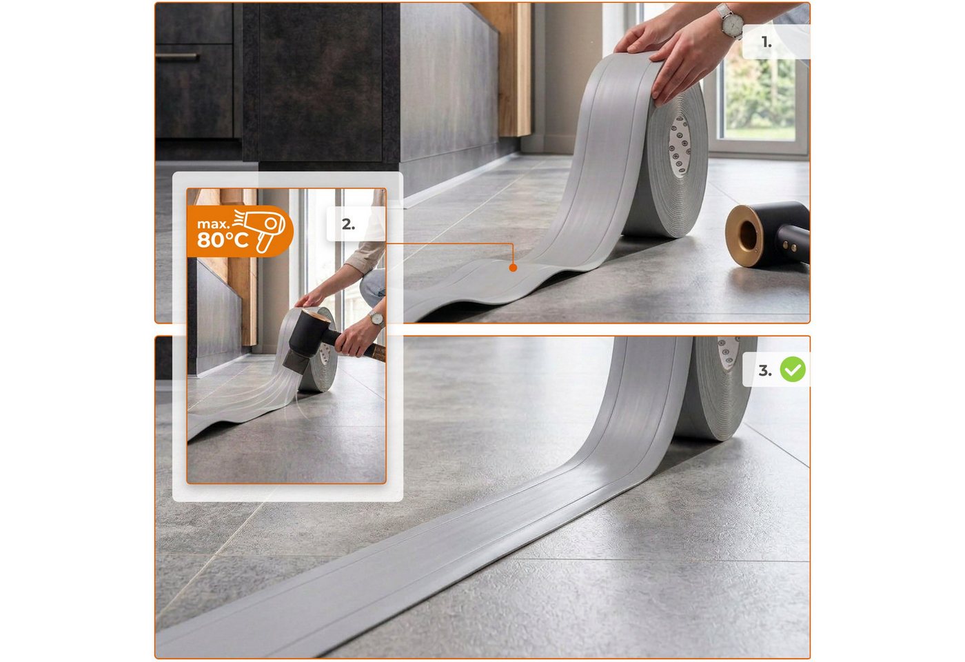 Quest Abschlussleiste Multifunktionsleiste W4 2in1 selbstklebend 110 mm, Selbstklebend, Kunststoff (PVC), 1-St., selbstklebend, 2in1, 110 mm, 5-m-Rolle Bild 3