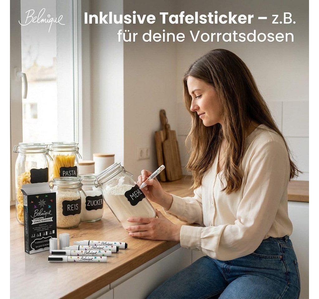 Belmique Malkreide Kreidemarker - Kreidestifte Pastellfarben, (Set, 9-tlg., Kreidesticker), Ideal für Tafel, Fenster, Whiteboard - Feine Rund-& Schrägkeilspitze Bild 4