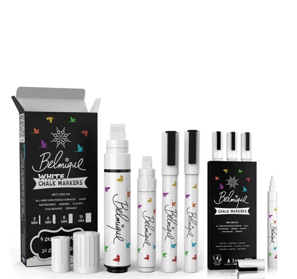Belmique Malkreide Kreidemarker - Kreidestifte Pastellfarben, (Set, 9-tlg., Kreidesticker), Ideal für Tafel, Fenster, Whiteboard - Feine Rund-& Schrägkeilspitze Bild 5