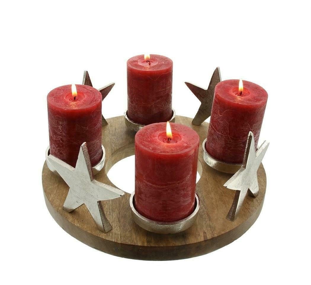 Home-trends24.de Adventskranz Adventskranz Stern Holz Advent Gesteck Teelichthalter Kerzenhalter Bild 2