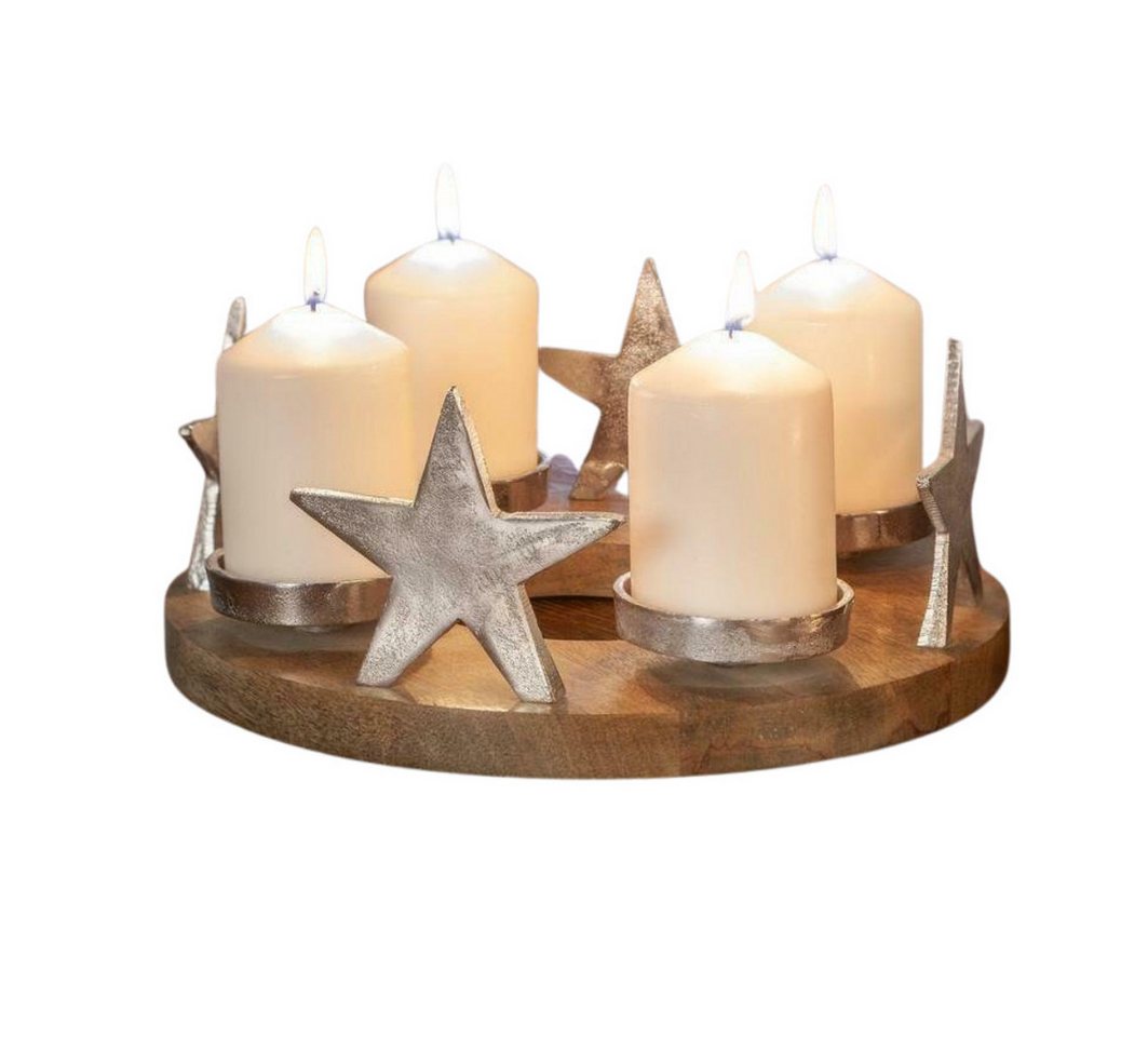 Home-trends24.de Adventskranz Adventskranz Stern Holz Advent Gesteck Teelichthalter Kerzenhalter Bild 5