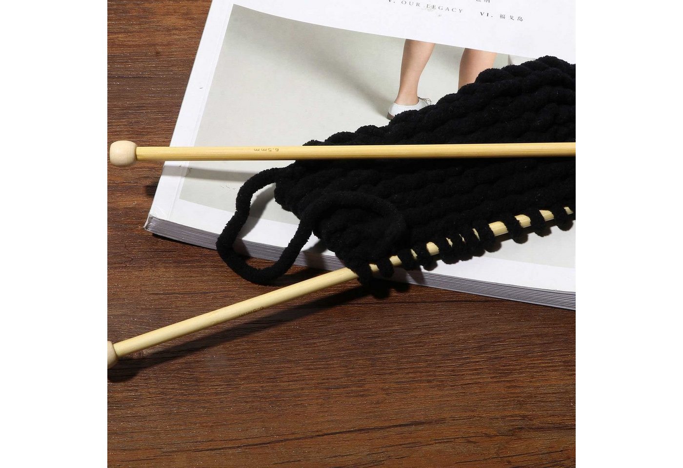 maDDma Stricknadeln 1 Paar Bambus-Stricknadel gerade Länge 35 cm Jackenstricknadeln, 835 Bild 4