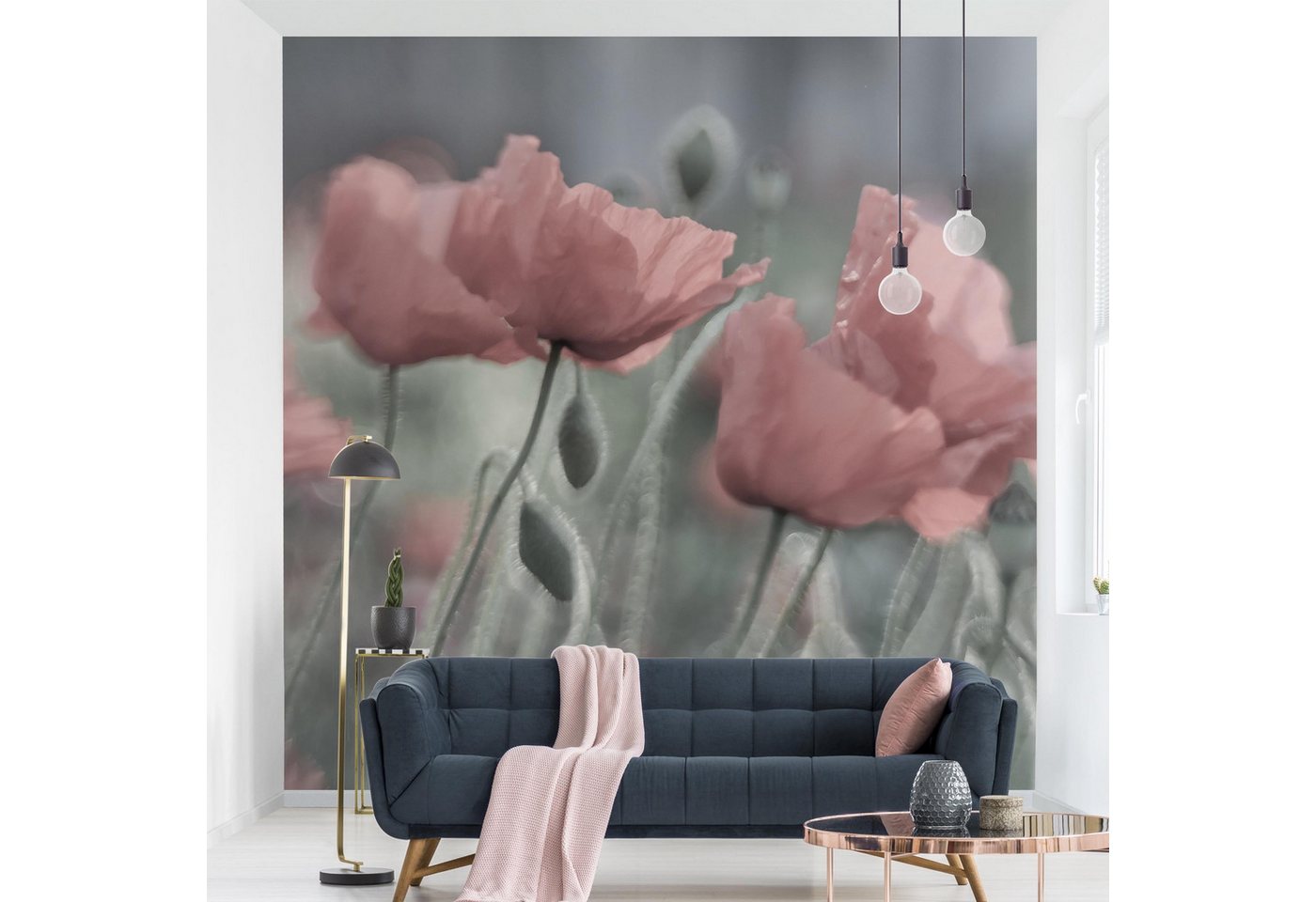 Bilderdepot24 Fototapete Blumen Mohnblumen Blumentapete Floral Natur Modern Kunst, Glatt, Matt, (Vliestapete inkl. Kleister oder selbstklebend), Wohnzimmer Schlafzimmer Küche Flur Motivtapete Vliestapete Wandtapete