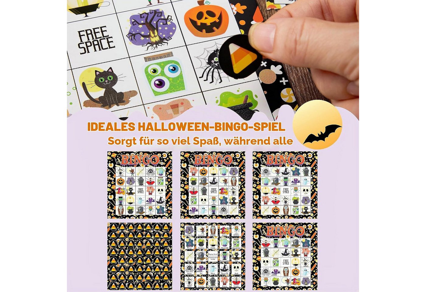JOYIN Kreativset JOYIN Halloween Bingo-Spiel mit 28 Bingokarten für bis zu 28 Spieler Bild 2