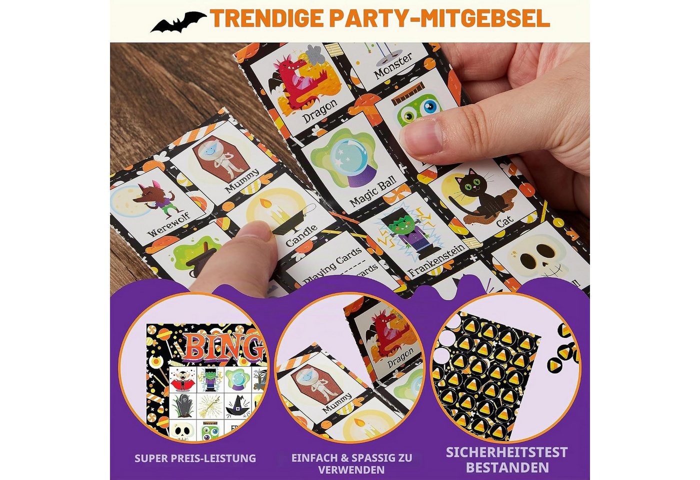 JOYIN Kreativset JOYIN Halloween Bingo-Spiel mit 28 Bingokarten für bis zu 28 Spieler Bild 4