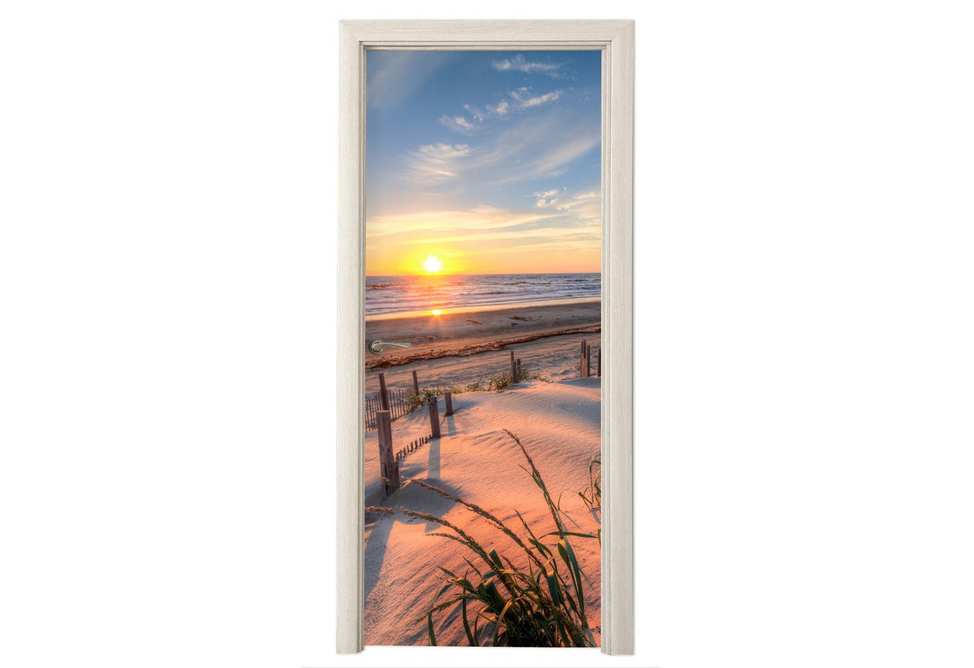 MuchoWow Türtapete Strand - Meer - Düne - Sonnenuntergang - Landschaft, Matt, bedruckt, (1 St), Selbstklebende Tapete, Folie für Möbel, 70x215 cm Bild 2