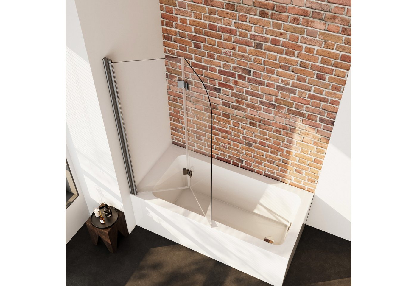 Boromal Badewannenaufsatz Duschwand für badewanne faltbar 2 teilig nano glas beidseitig, Sicherheitsglas, (180° Faltwand, 100x140, 110x140, 120x140), komplett faltbar Bild 4