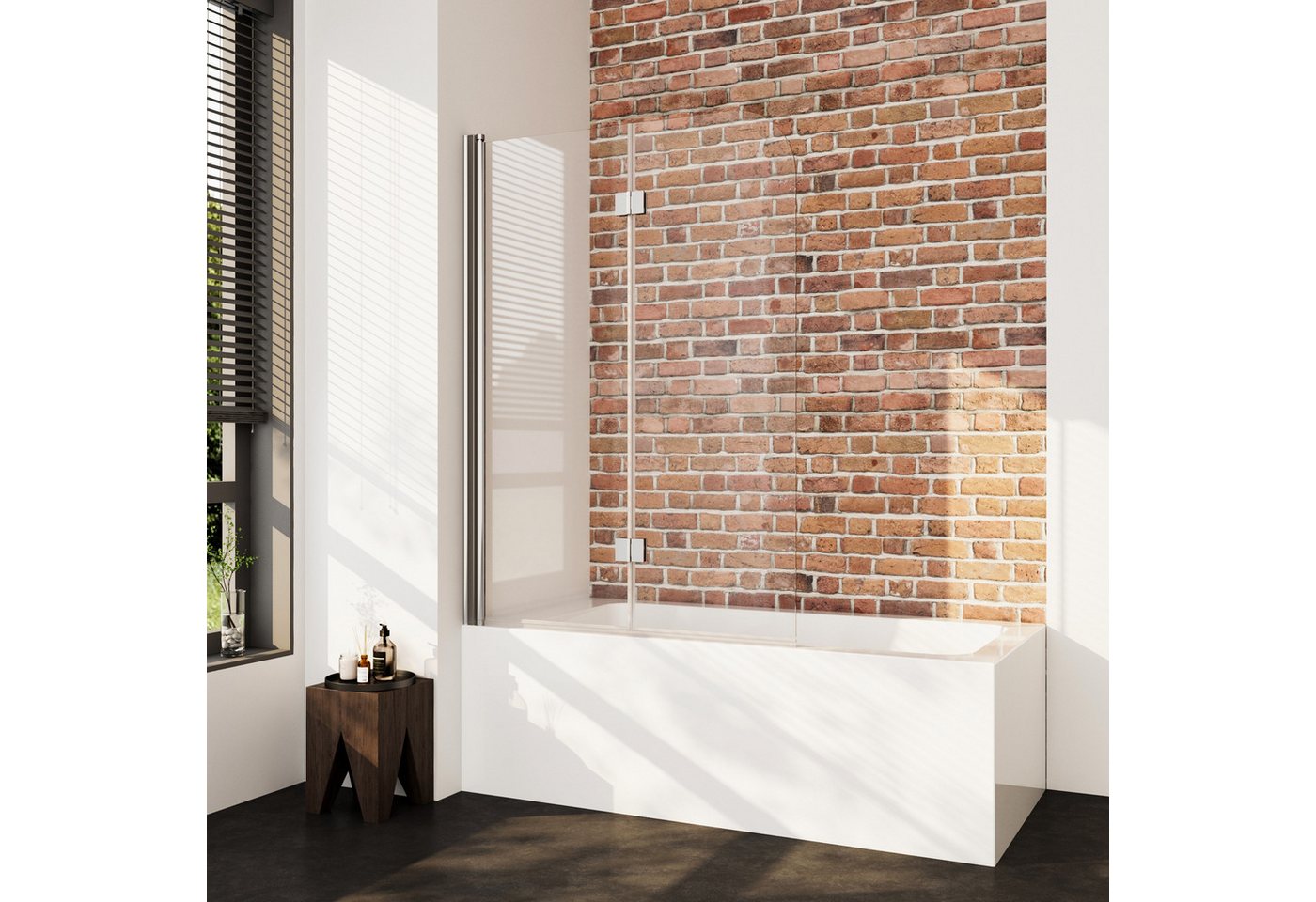 Boromal Badewannenaufsatz Duschwand für badewanne faltbar 2 teilig nano glas beidseitig, Sicherheitsglas, (180° Faltwand, 100x140, 110x140, 120x140), komplett faltbar Bild 5